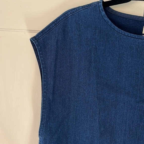 Aritzia Wilfred Free Denim Nori Dress, raw hem, pockets, women’s size small - Picture 5 of 10